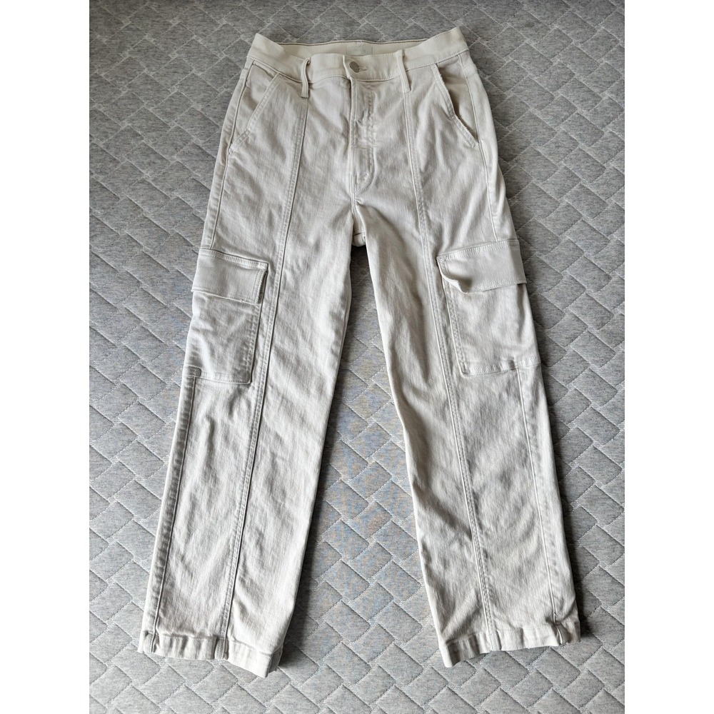 Mother The Rambler Cargo Ankle Jeans Womens 27 White High Rise Straight Denim